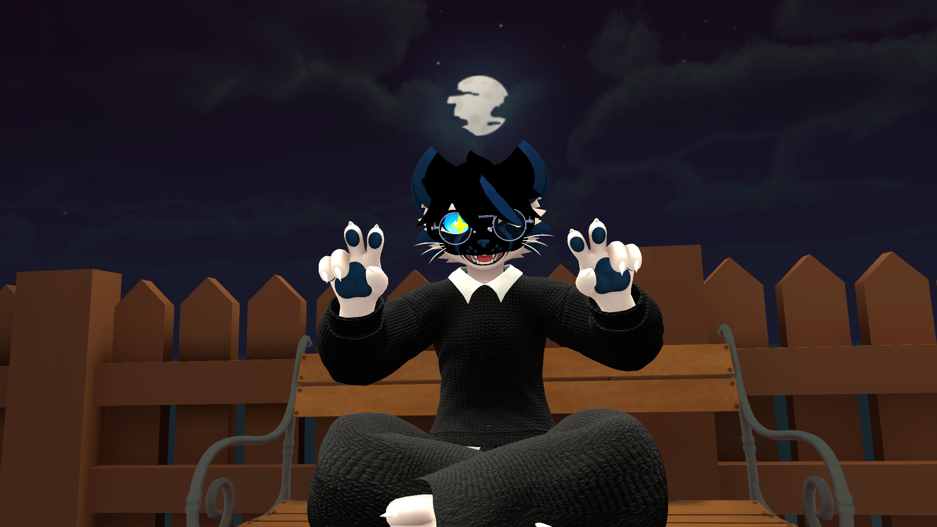 Darky sitting on a bench